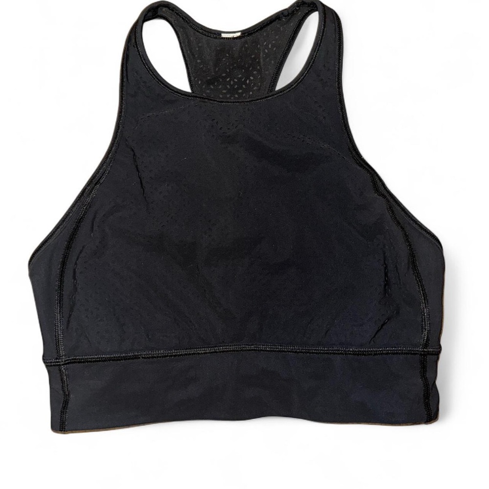 Lululemon Black High-Neck Sports Bra for Intense Workouts